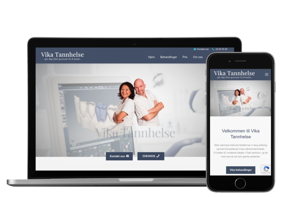 Eksempel på nettside som koster mellom kr 50 000 og kr 90 000